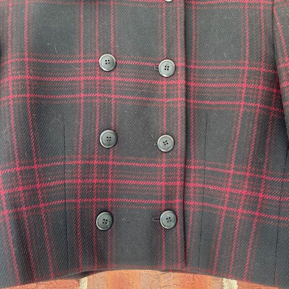 Jones New York Maroon Black Plaid Pant Suit Wool Jacket 4 Pants 6 Academia Women - Picture 3 of 12